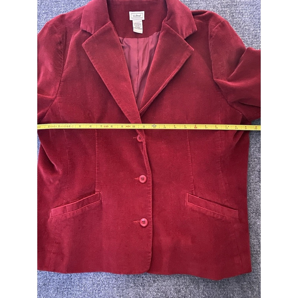 LL Bean  Womens Corduroy Blazer 20 Petite Burgundy  Vintage Classic Academia Y2K - Picture 5 of 9